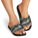 Jungle Hunting Camouflage Print Black Slide Sandals