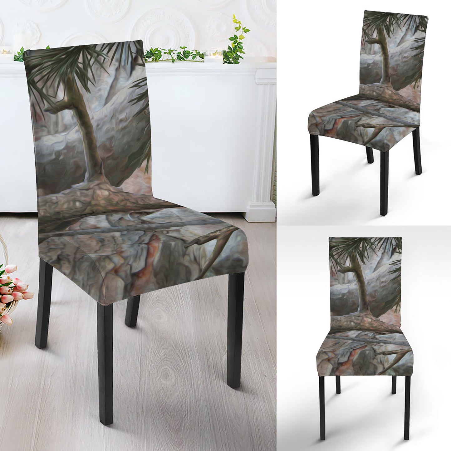 Jungle Hunting Camouflage Print Dining Chair Slipcover