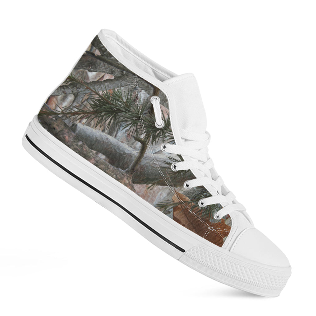 Jungle Hunting Camouflage Print White High Top Shoes
