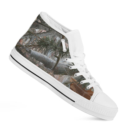 Jungle Hunting Camouflage Print White High Top Shoes