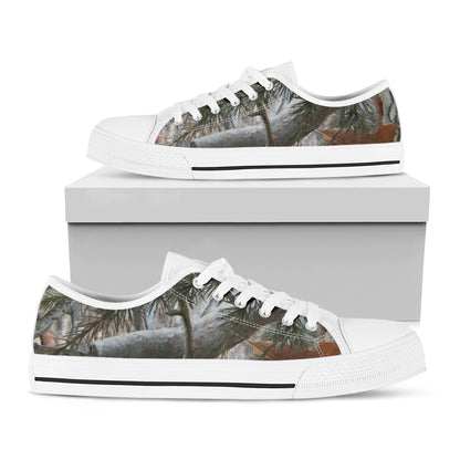 Jungle Hunting Camouflage Print White Low Top Shoes