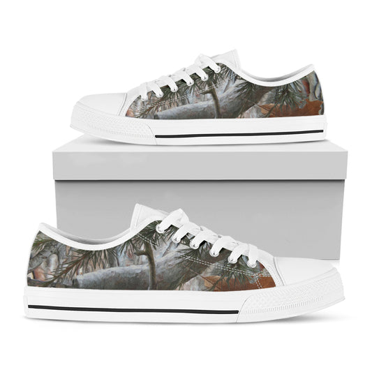 Jungle Hunting Camouflage Print White Low Top Shoes
