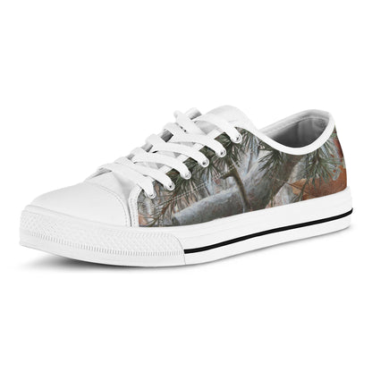 Jungle Hunting Camouflage Print White Low Top Shoes