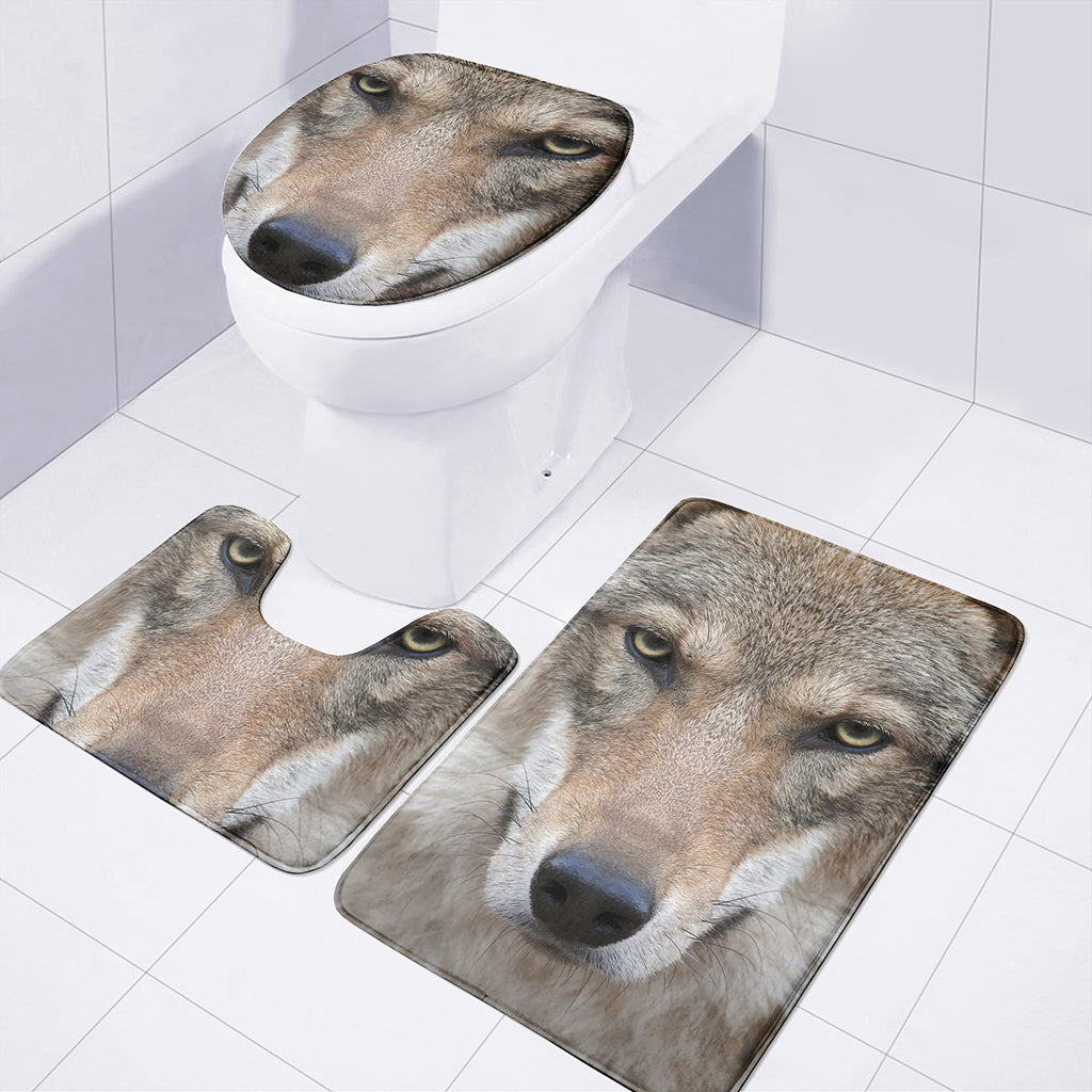 Jungle Wolf Print 3 Piece Bath Mat Set