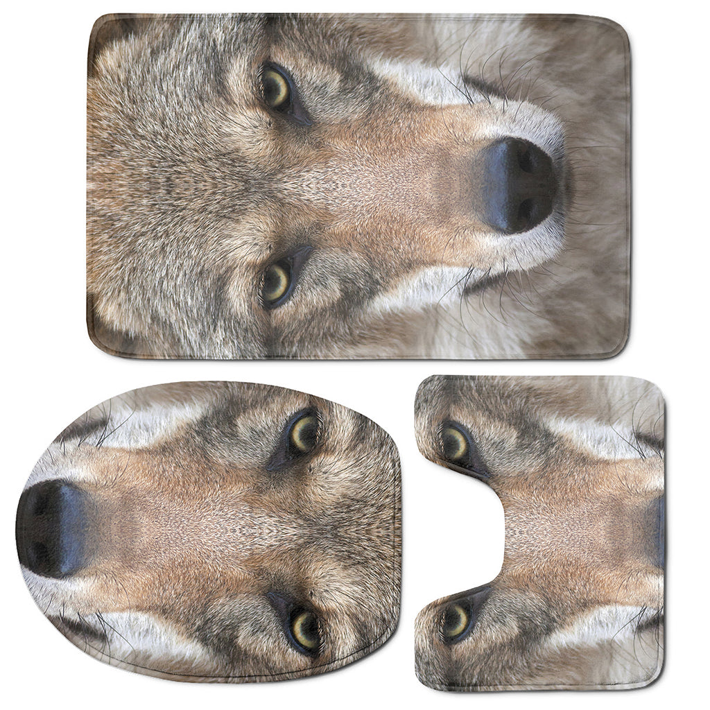 Jungle Wolf Print 3 Piece Bath Mat Set