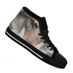 Jungle Wolf Print Black High Top Shoes
