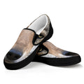 Jungle Wolf Print Black Slip On Sneakers