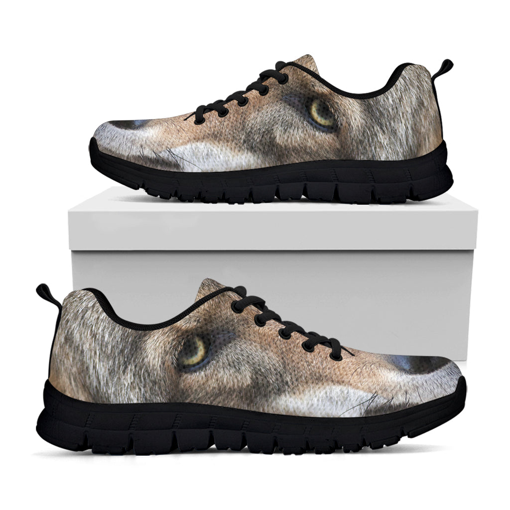 Jungle Wolf Print Black Sneakers