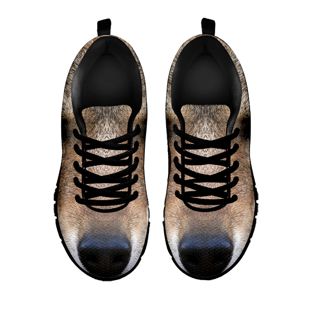 Jungle Wolf Print Black Sneakers