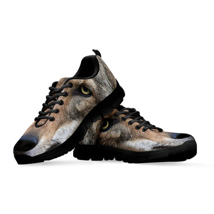 Jungle Wolf Print Black Sneakers