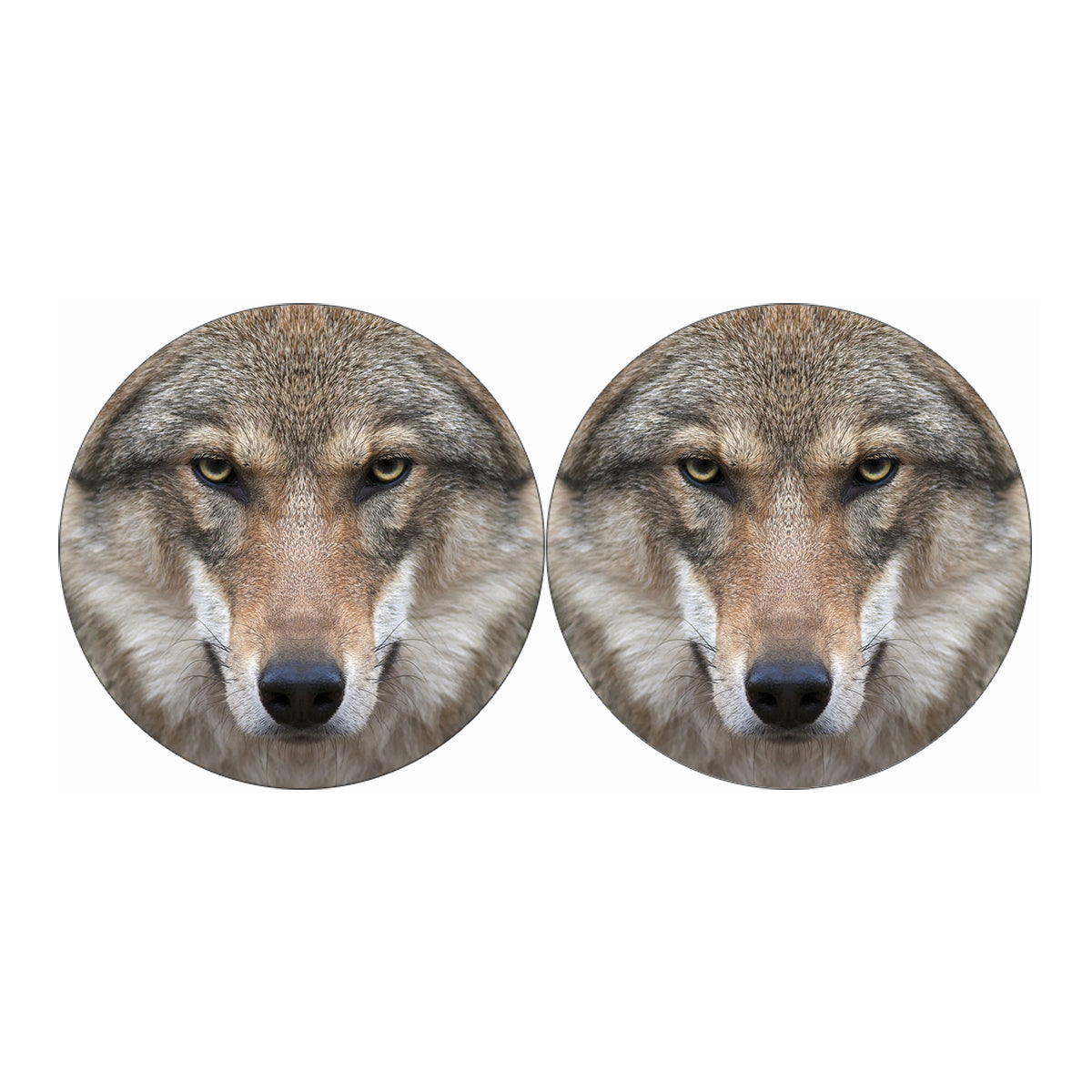 Jungle Wolf Print Car Coasters
