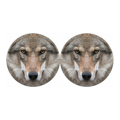 Jungle Wolf Print Car Coasters