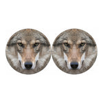 Jungle Wolf Print Car Coasters