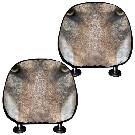 Jungle Wolf Print Car Headrest Covers