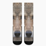 Jungle Wolf Print Crew Socks
