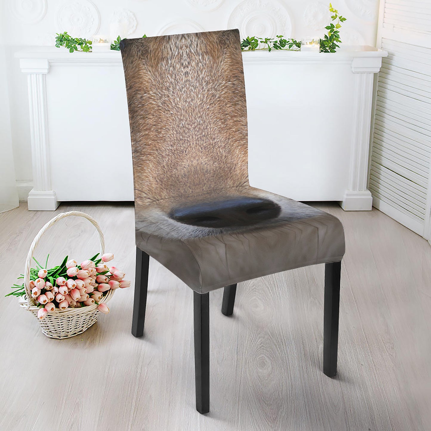 Jungle Wolf Print Dining Chair Slipcover