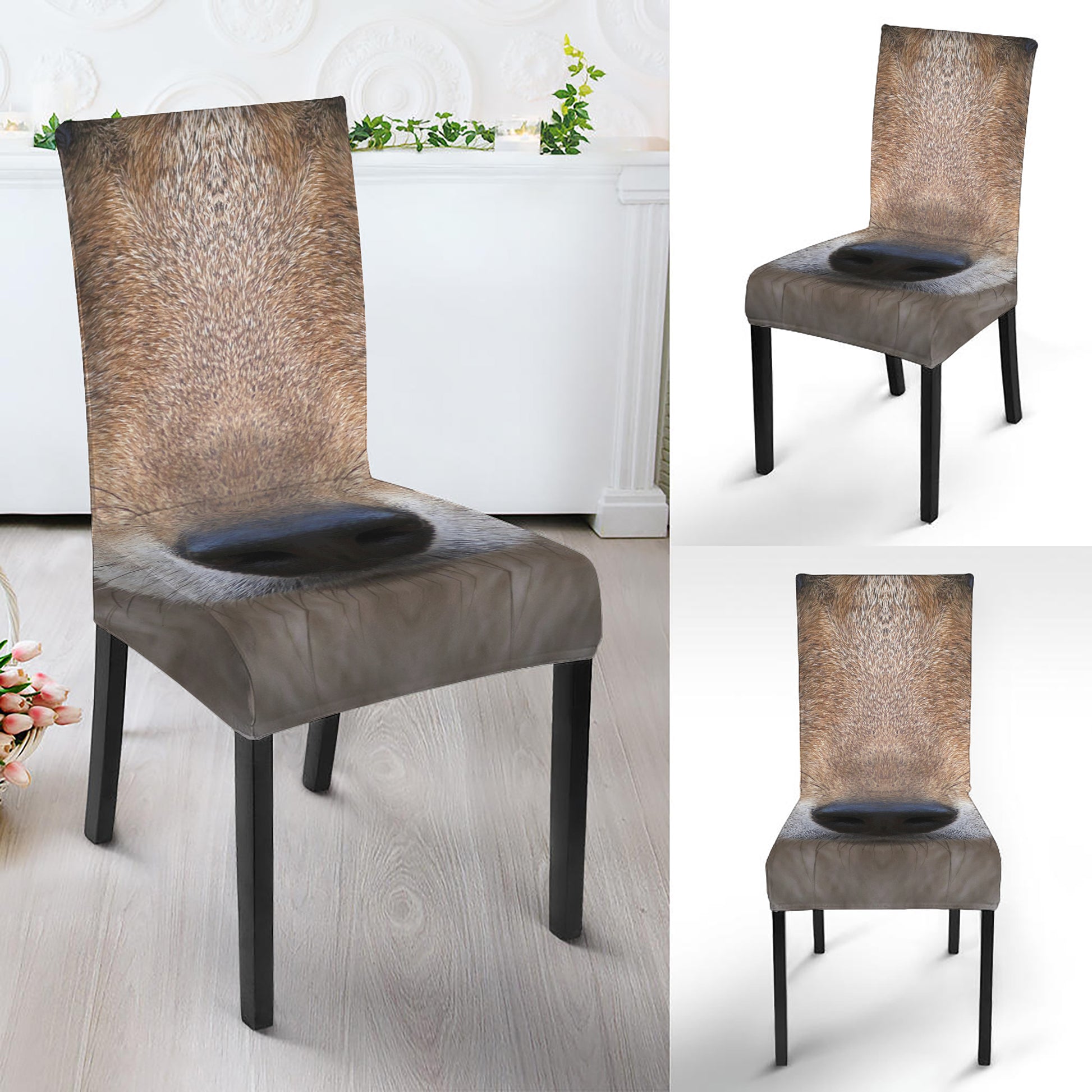 Jungle Wolf Print Dining Chair Slipcover
