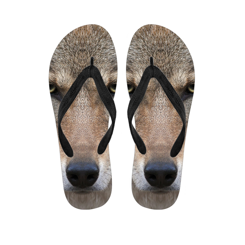 Jungle Wolf Print Flip Flops