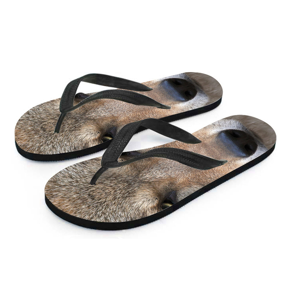 Jungle Wolf Print Flip Flops