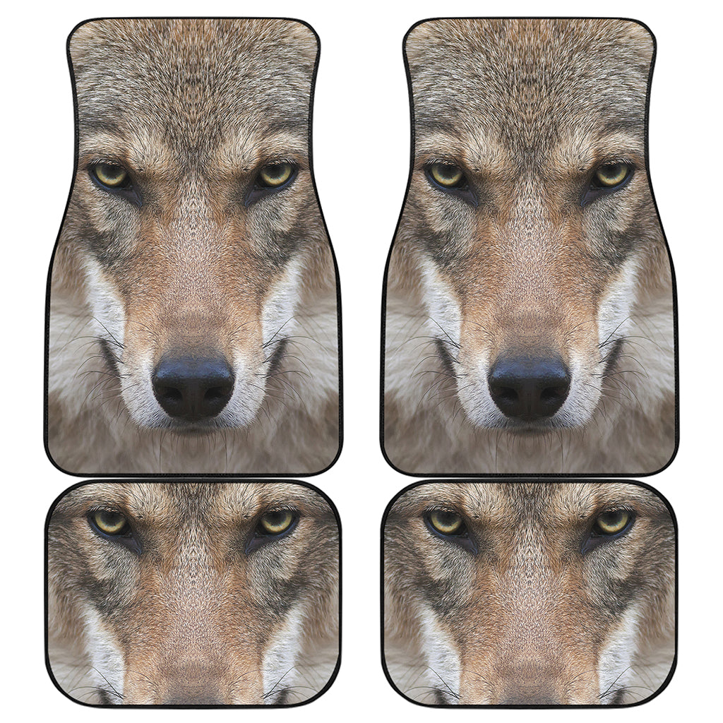 Jungle Wolf Print Front and Back Car Floor Mats