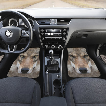 Jungle Wolf Print Front and Back Car Floor Mats