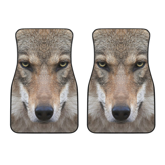 Jungle Wolf Print Front Car Floor Mats