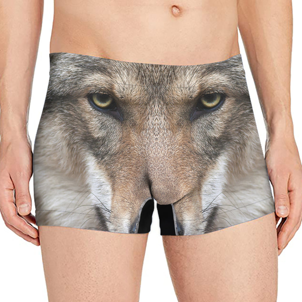 Jungle Wolf Print Men's Boxer Briefs