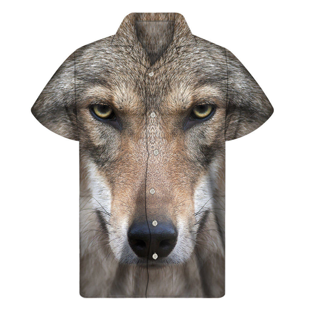 Jungle Wolf Print Men's Short Sleeve Shirt