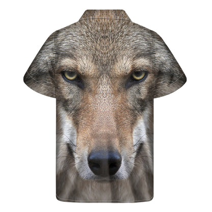 Jungle Wolf Print Men's Short Sleeve Shirt