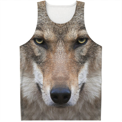 Jungle Wolf Print Men's Tank Top