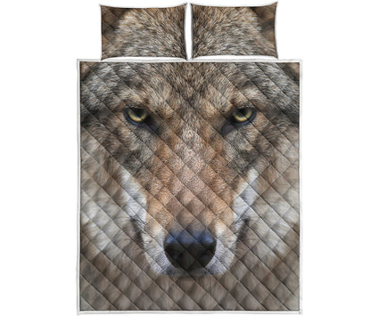 Jungle Wolf Print Quilt Bed Set
