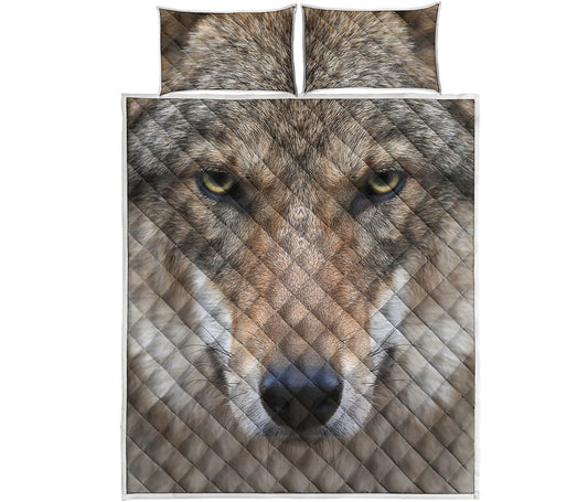 Jungle Wolf Print Quilt Bed Set