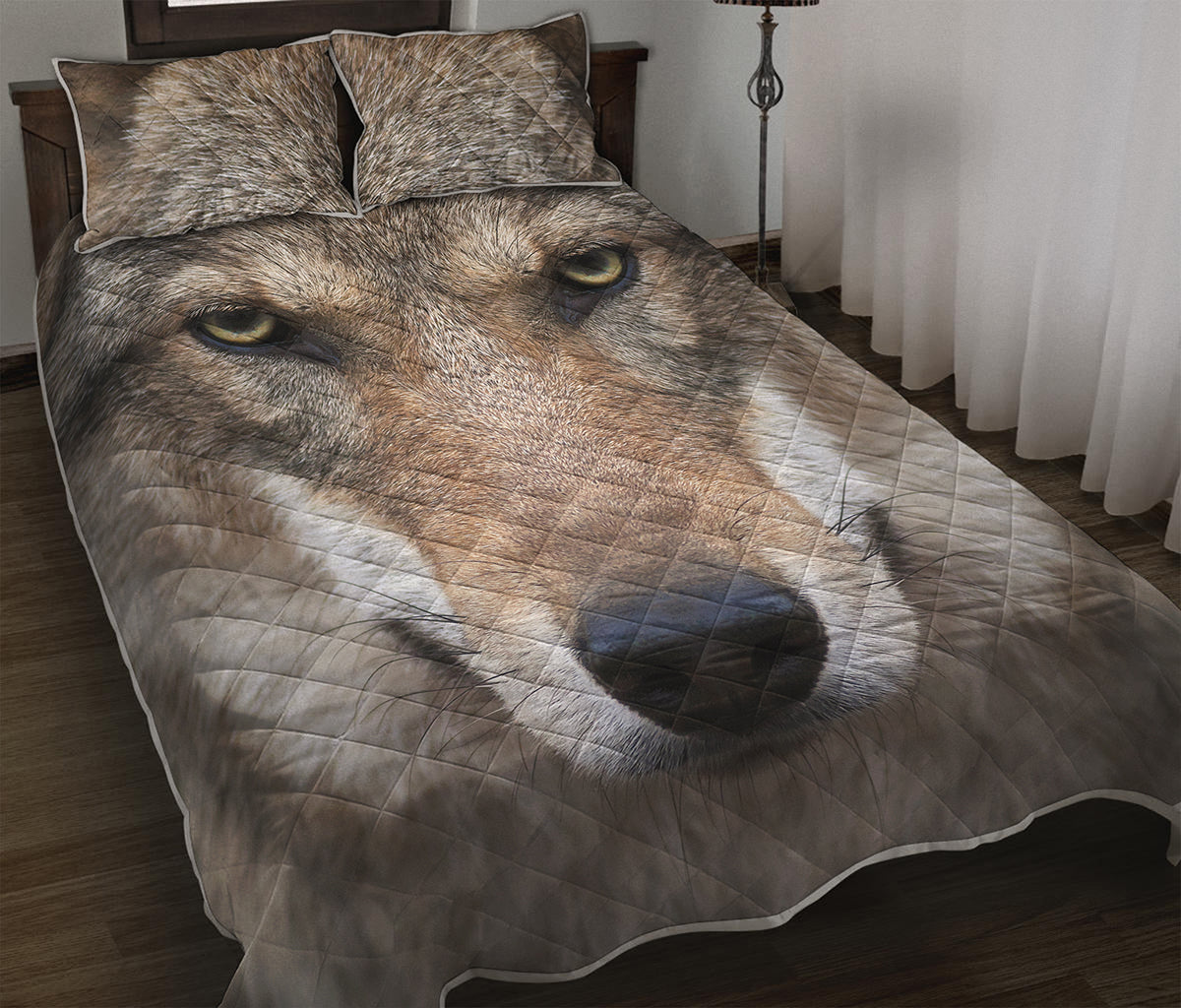 Jungle Wolf Print Quilt Bed Set