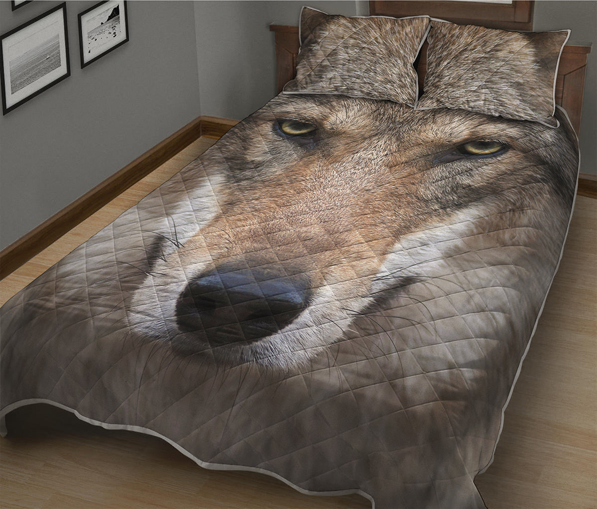 Jungle Wolf Print Quilt Bed Set