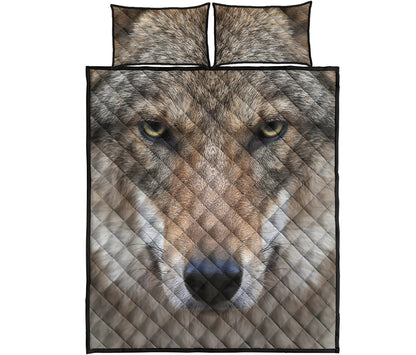Jungle Wolf Print Quilt Bed Set