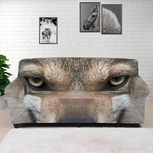 Jungle Wolf Print Sofa Cover