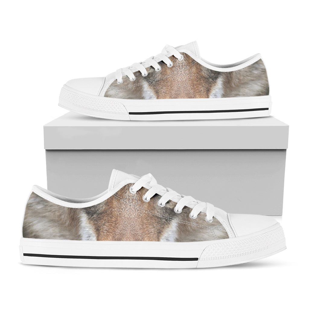 Jungle Wolf Print White Low Top Shoes