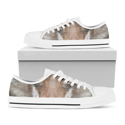 Jungle Wolf Print White Low Top Shoes