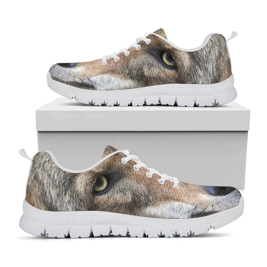 Jungle Wolf Print White Sneakers