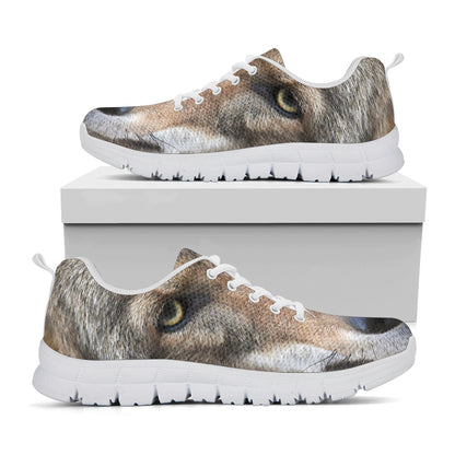Jungle Wolf Print White Sneakers