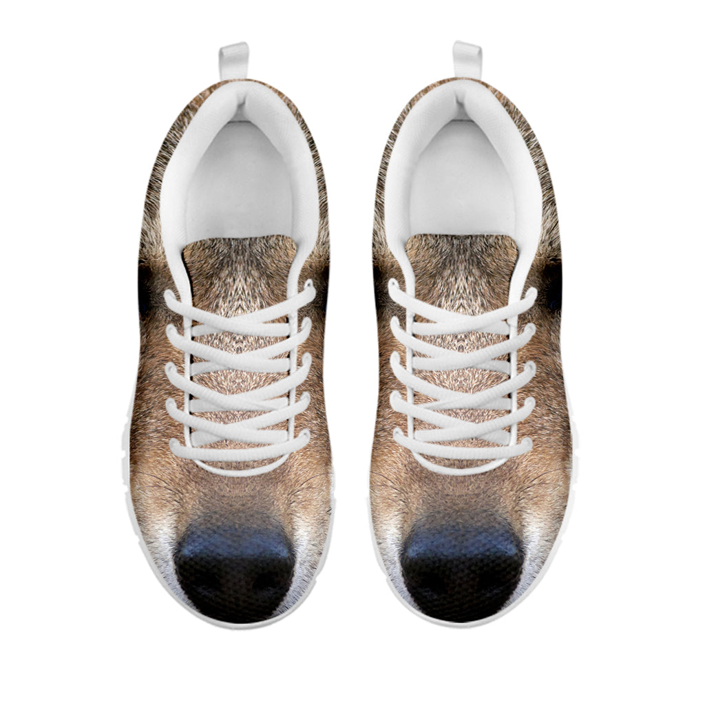 Jungle Wolf Print White Sneakers