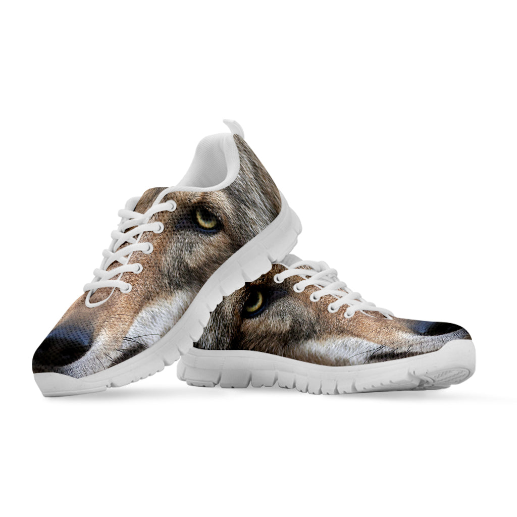 Jungle Wolf Print White Sneakers