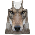 Jungle Wolf Print Women's Racerback Tank Top