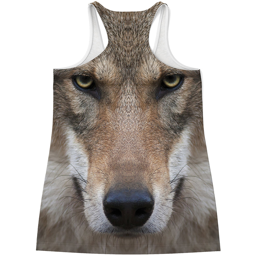 Jungle Wolf Print Women's Racerback Tank Top