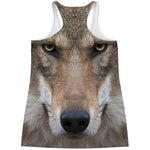 Jungle Wolf Print Women's Racerback Tank Top