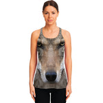 Jungle Wolf Print Women's Racerback Tank Top