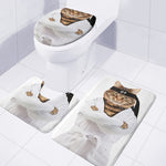 Karate Cat Print 3 Piece Bath Mat Set