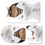 Karate Cat Print 3 Piece Bath Mat Set