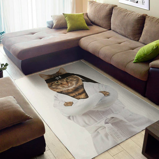 Karate Cat Print Area Rug