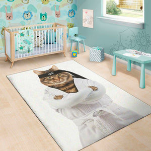 Karate Cat Print Area Rug